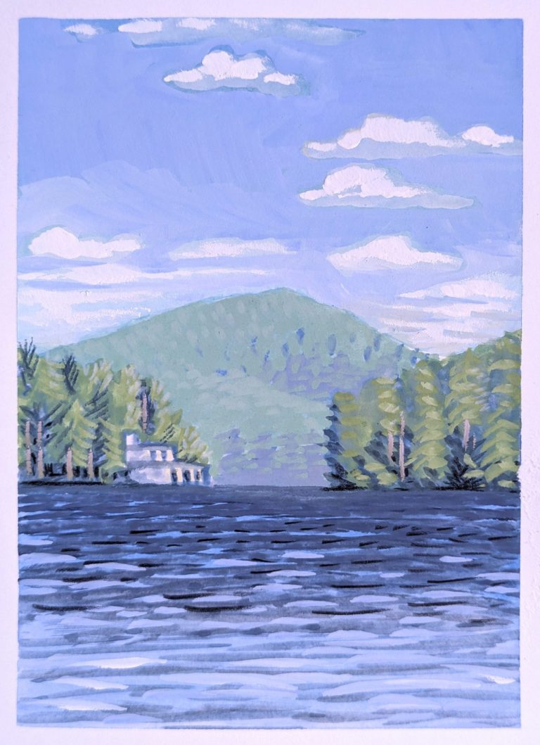 Another Day at Albee Beach — Gouache, 6x8 inches